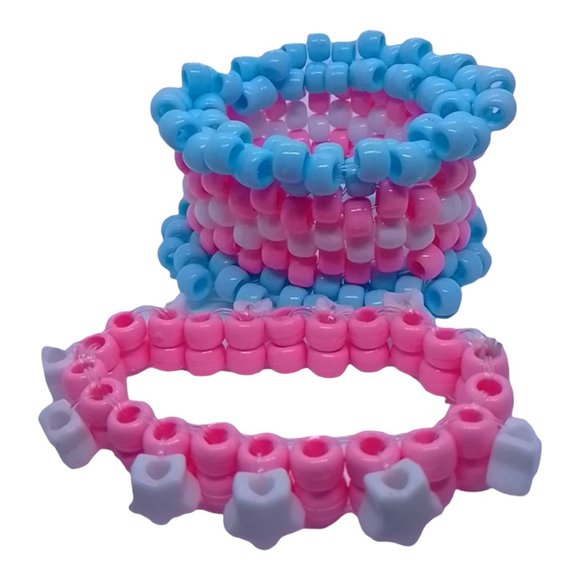 Kandi Rotating Cuff -Trans Kandi Bracelet -  Stim/Fidgeting - Spin Around - Picture 3 of 4